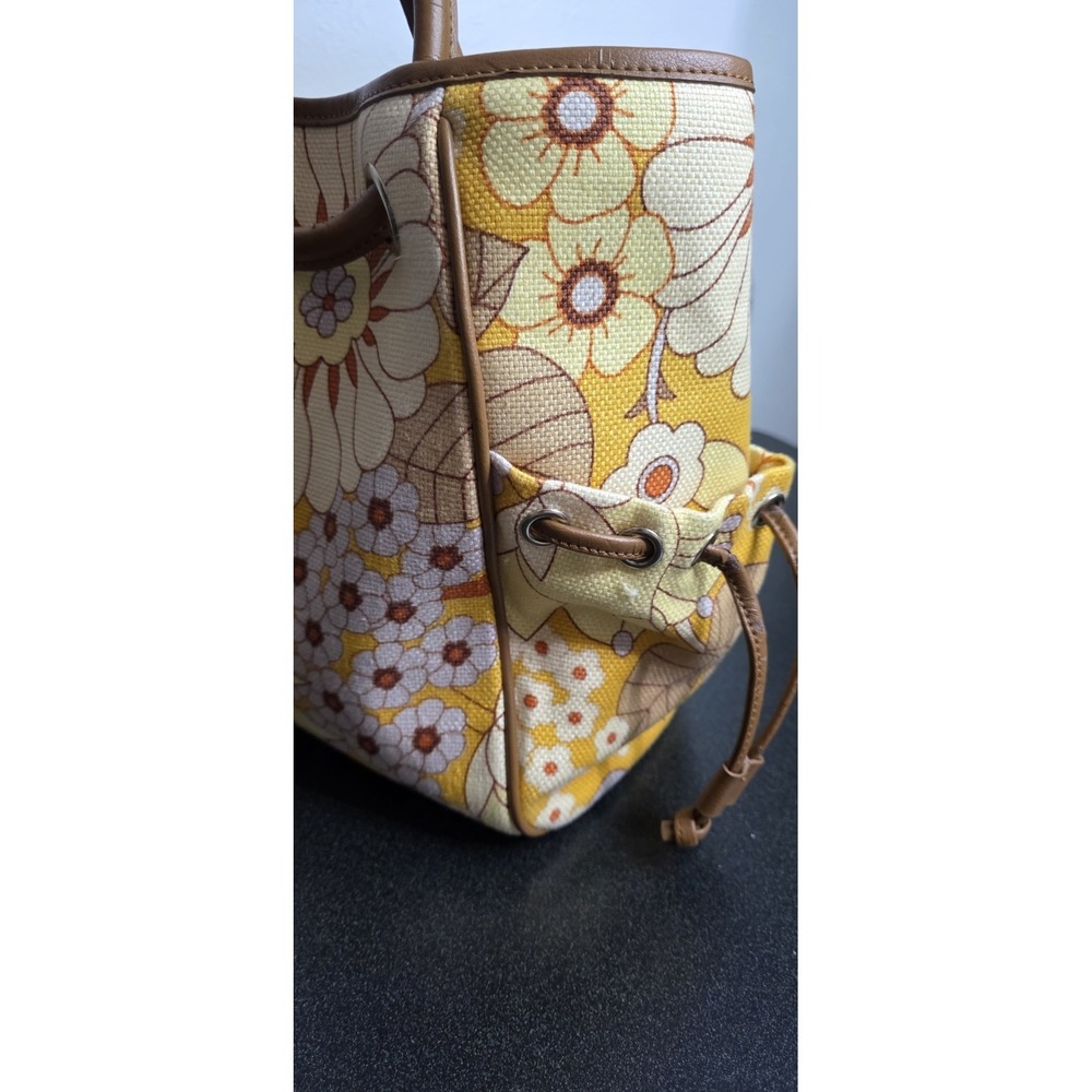 Spartina 449 Summer House Simple Zip Canvas Beach Tote Floral Yellow W/ Coin Bag - Picture 3 of 11